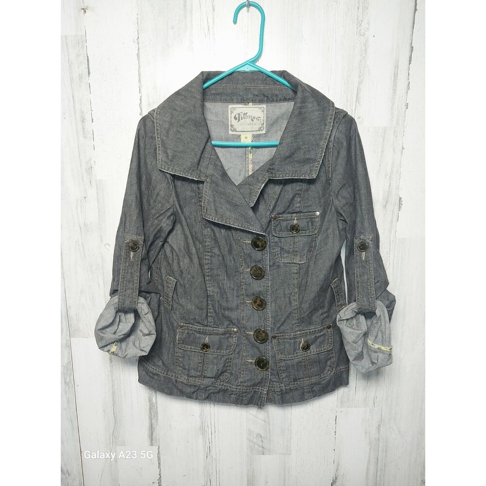 Black  Distressed  Jean Jacket By Fillmore California Company Size Medium